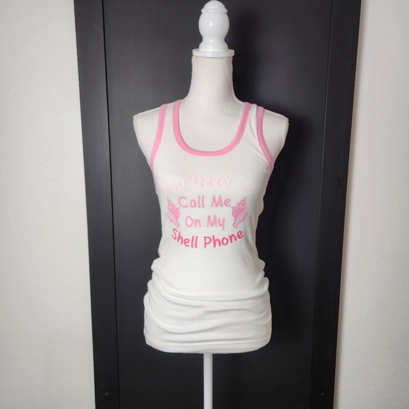 DOLLHOUSE RAZOR BACK T-SHIRT " YOU USED TO CALL ME ON MY SHELL PHONE" SZ MEDIUM - Picture 1 of 5